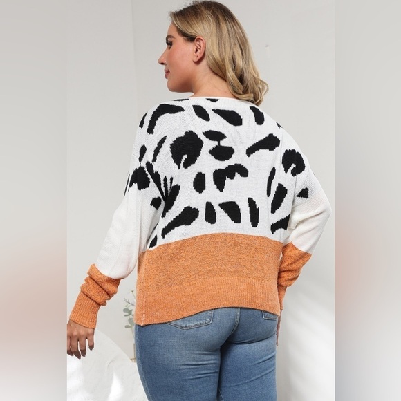 Roaring Fashion Color Block Leopard Sweater - Picture 4 of 5